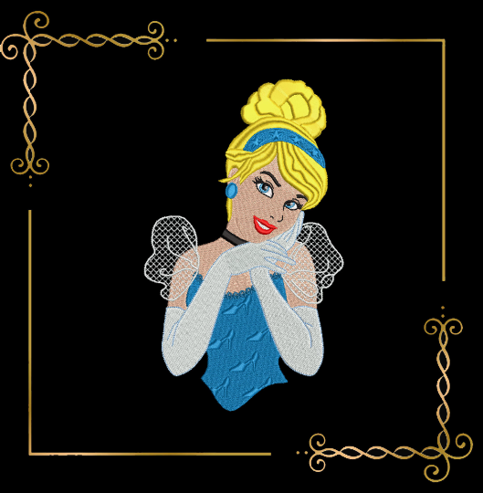 Princess Cinderella , the fairy tale princess, embroidery design to the direct download