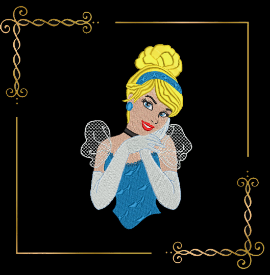 Prinzessin Aschenputtel, die Märchenprinzessin, 2 Größen, Stickmuster zum direkten Download