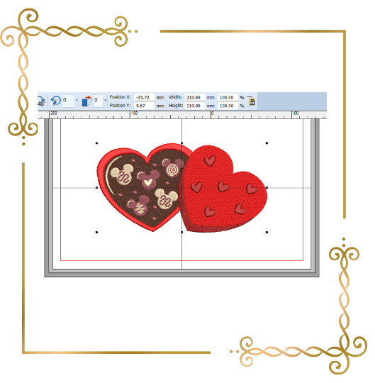 Valentinstag, Micky, Kopf, Liebe, 2 Größen Stickmuster zum direkten Download.