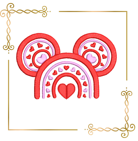 Valentines day, love, mickey mouse, head,  embroidery design to the direct download