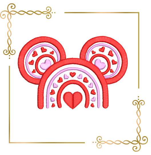 Valentinstag, Micky, Kopf, Liebe, 2 Größen Stickmuster zum direkten Download.