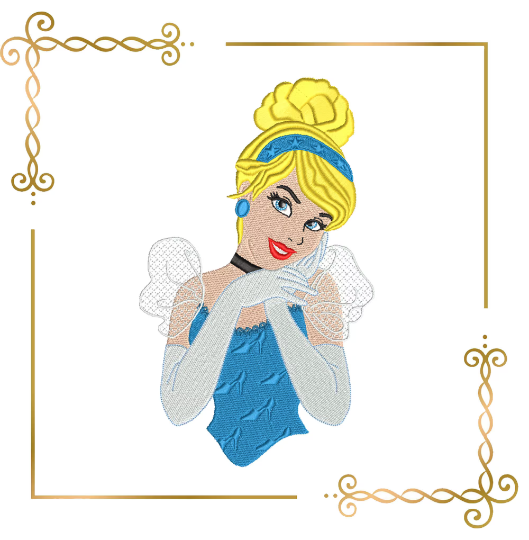 Princess Cinderella , the fairy tale princess, embroidery design to the direct download