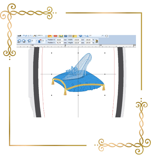 Cinderella, Crystal Slipper, Princess, Disney, Embroidery machine design to the direct download