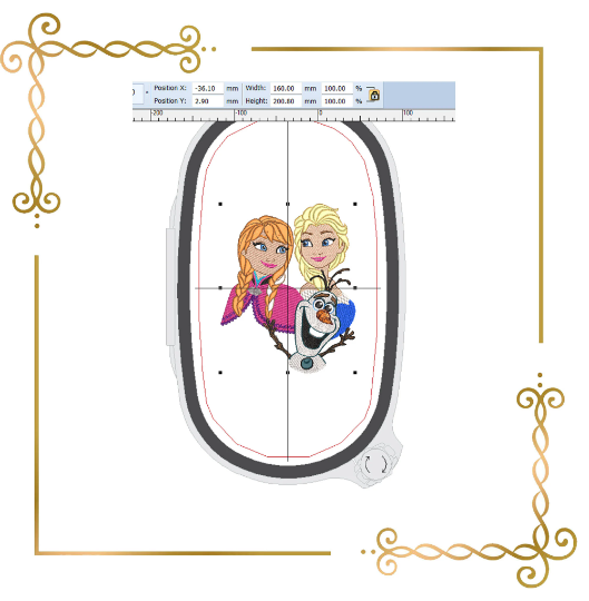 Princess Elsa and Anna Olaf - Frozen Disney character - snowflakes  machine embroidery design