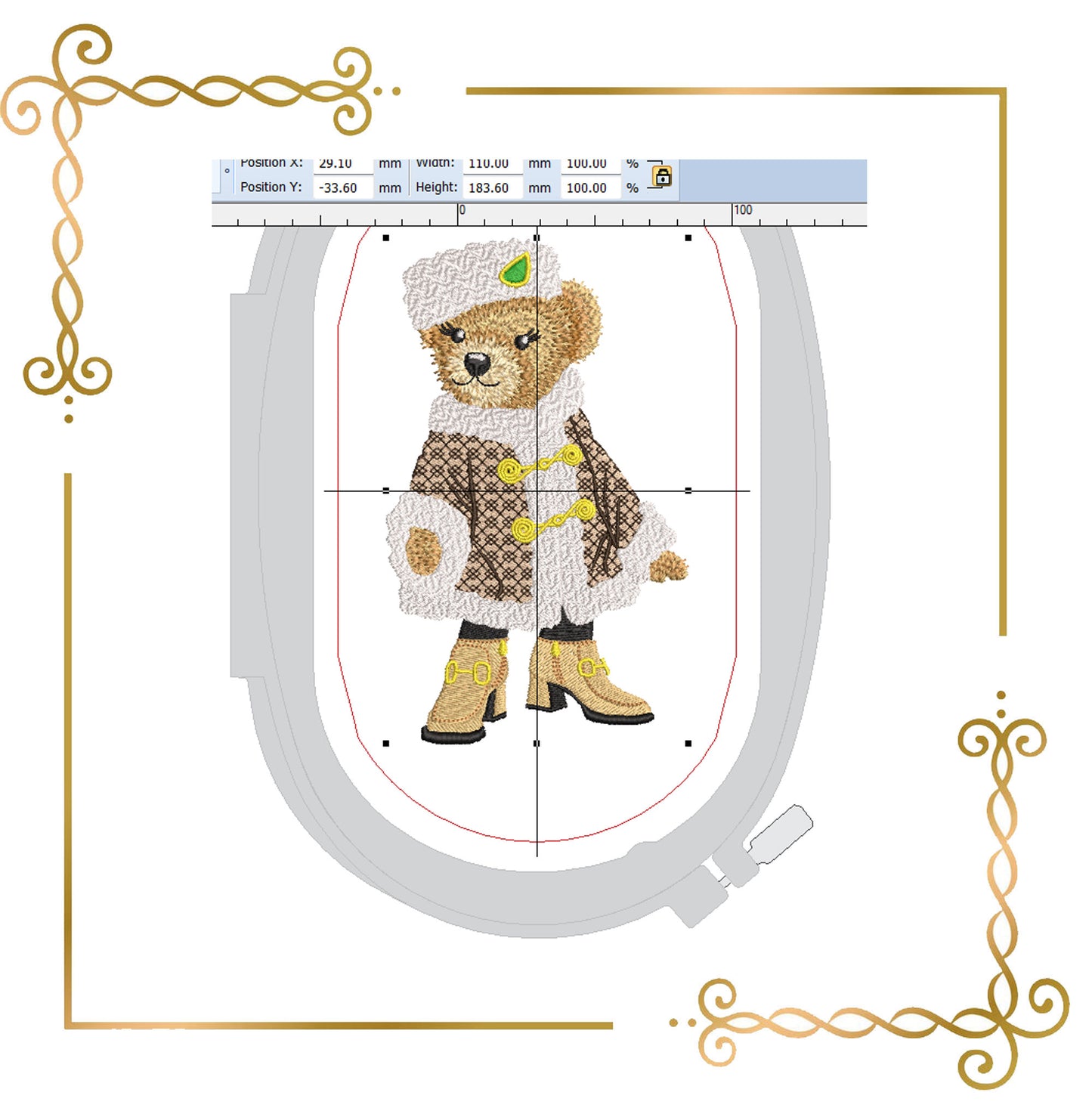 Teddy Bear Super Fashion cub, girl, cartoon character,   embroidery design to the direct download.