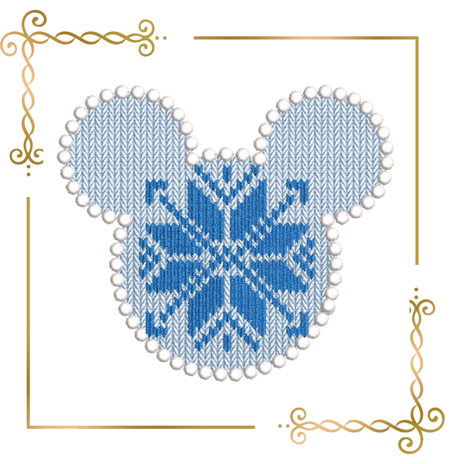 Mickey Mouse silhouette head knitted with pattern, embroidery design