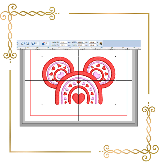 Valentinstag, Micky, Kopf, Liebe, 2 Größen Stickmuster zum direkten Download.
