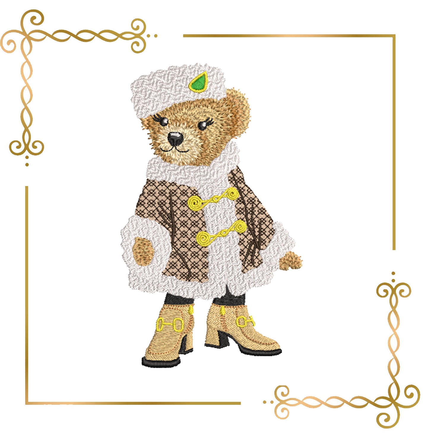 Teddy Bear Super Fashion cub, girl, cartoon character,   embroidery design to the direct download.