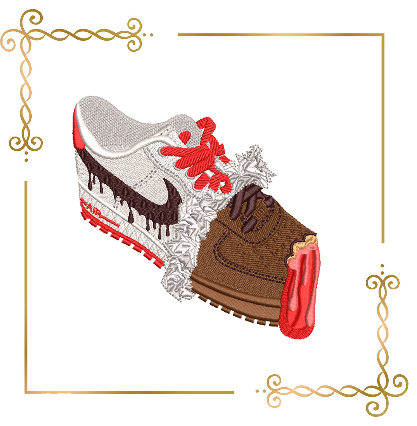 T-shirt  exclusive chocolate sneaker, super trendy, chocolate with filling, 3 variants embroidery design to the direct download.