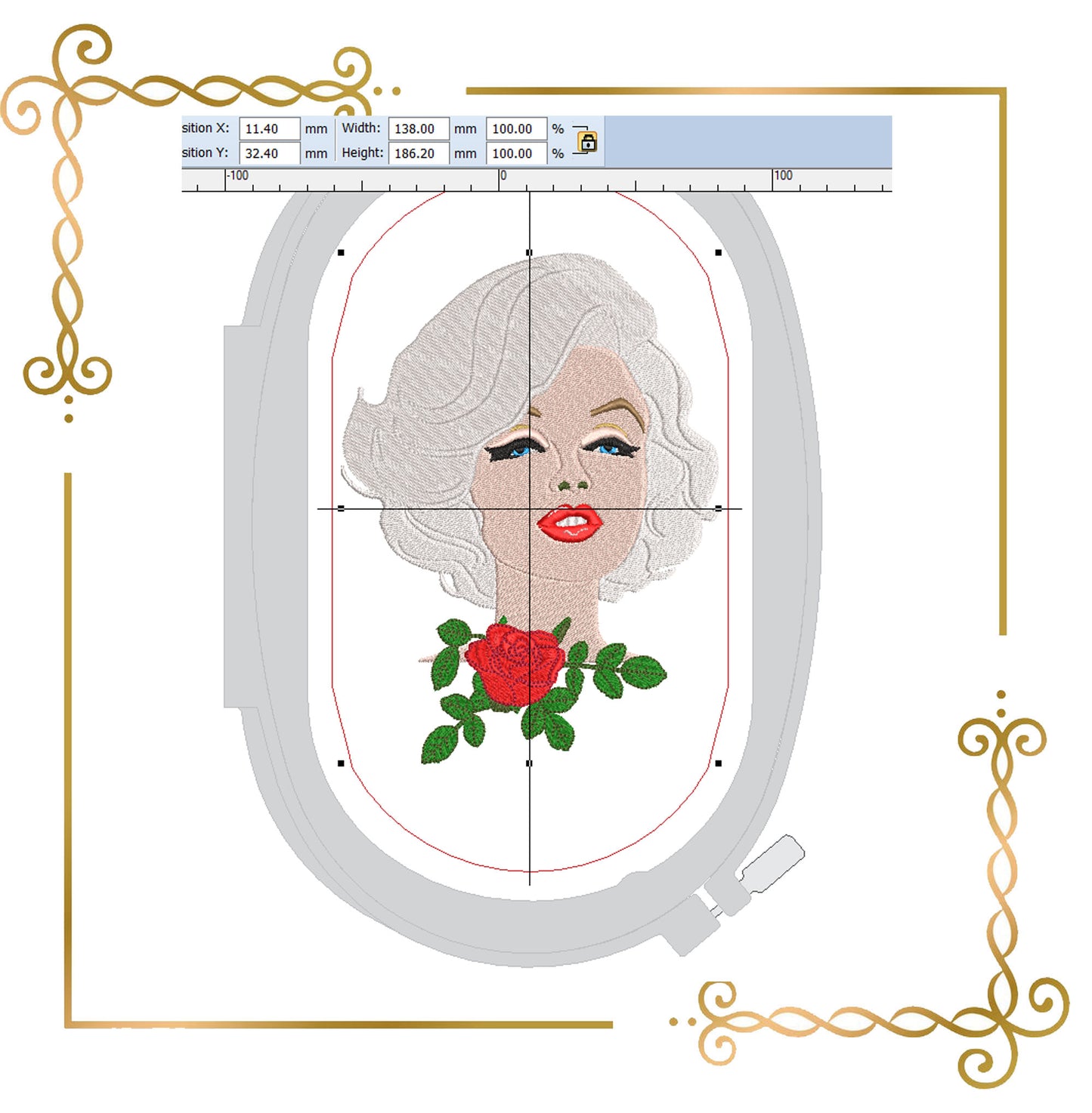  Marilyn Monroe embroidery design 