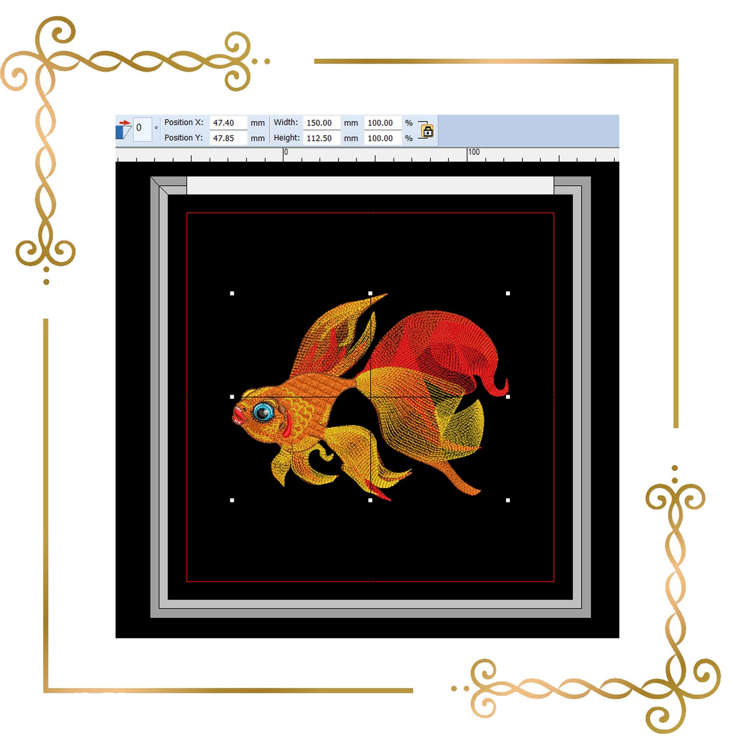 Cartoon Characters Fabulous goldfish  character Disney digital machine embroidery design