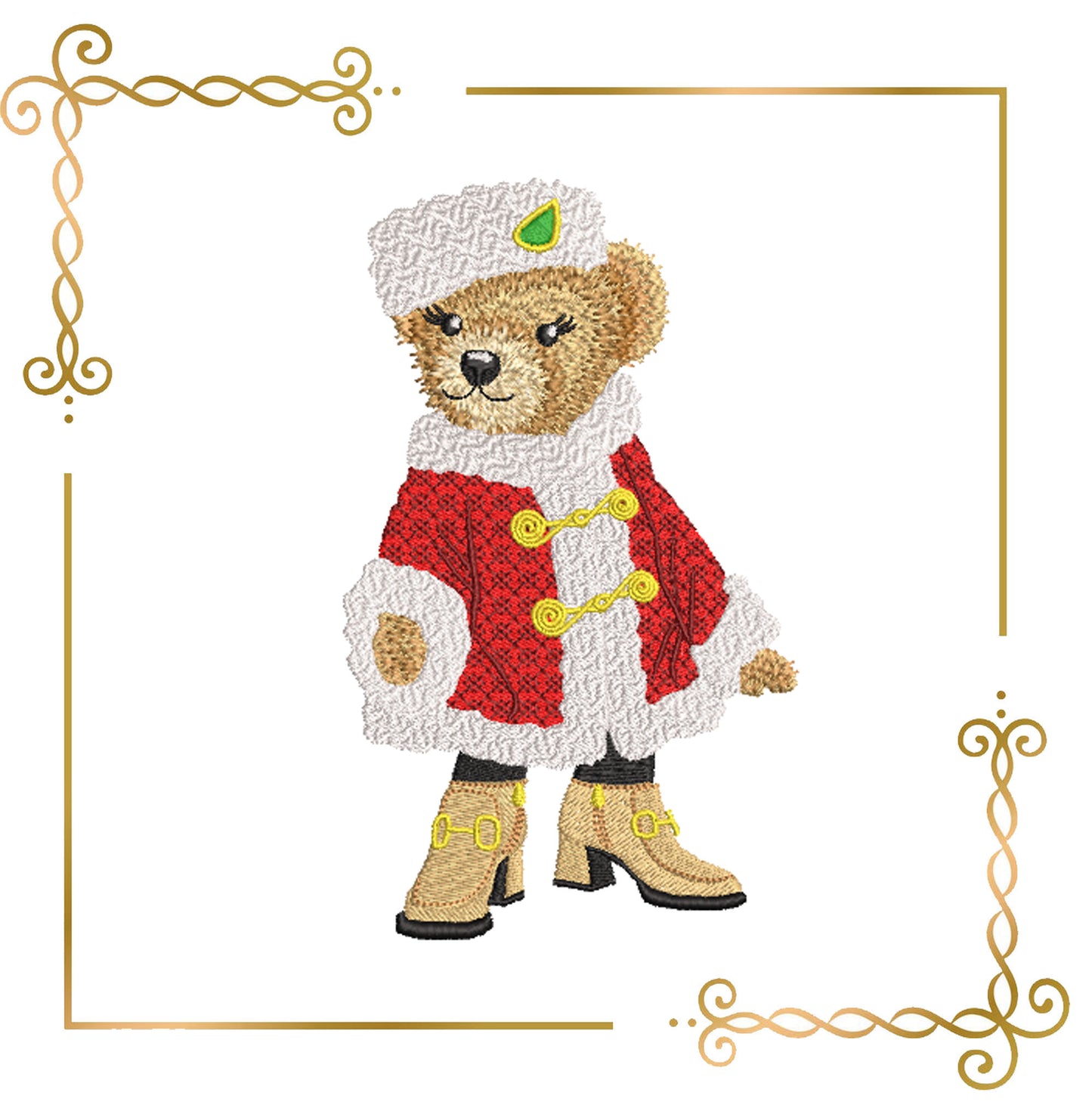 Teddy Bear Super Fashion cub, girl, cartoon character,   embroidery design to the direct download.