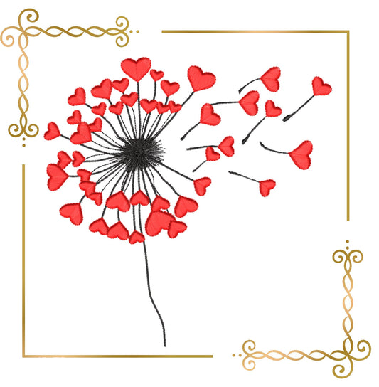 Gift Design Valentines Day Heart Flower Dandelion Love Embroidery Design