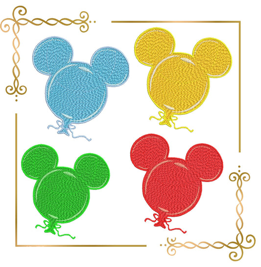 Gift design Mickey Mouse Head Balloons embroidery design