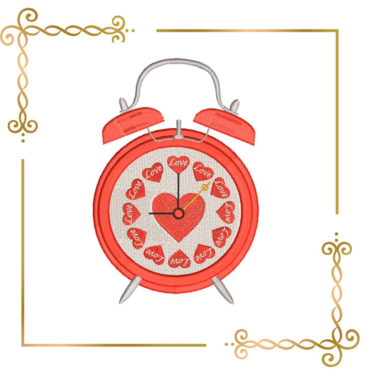 Free design Valentines day Clock alarm clock embroidery design