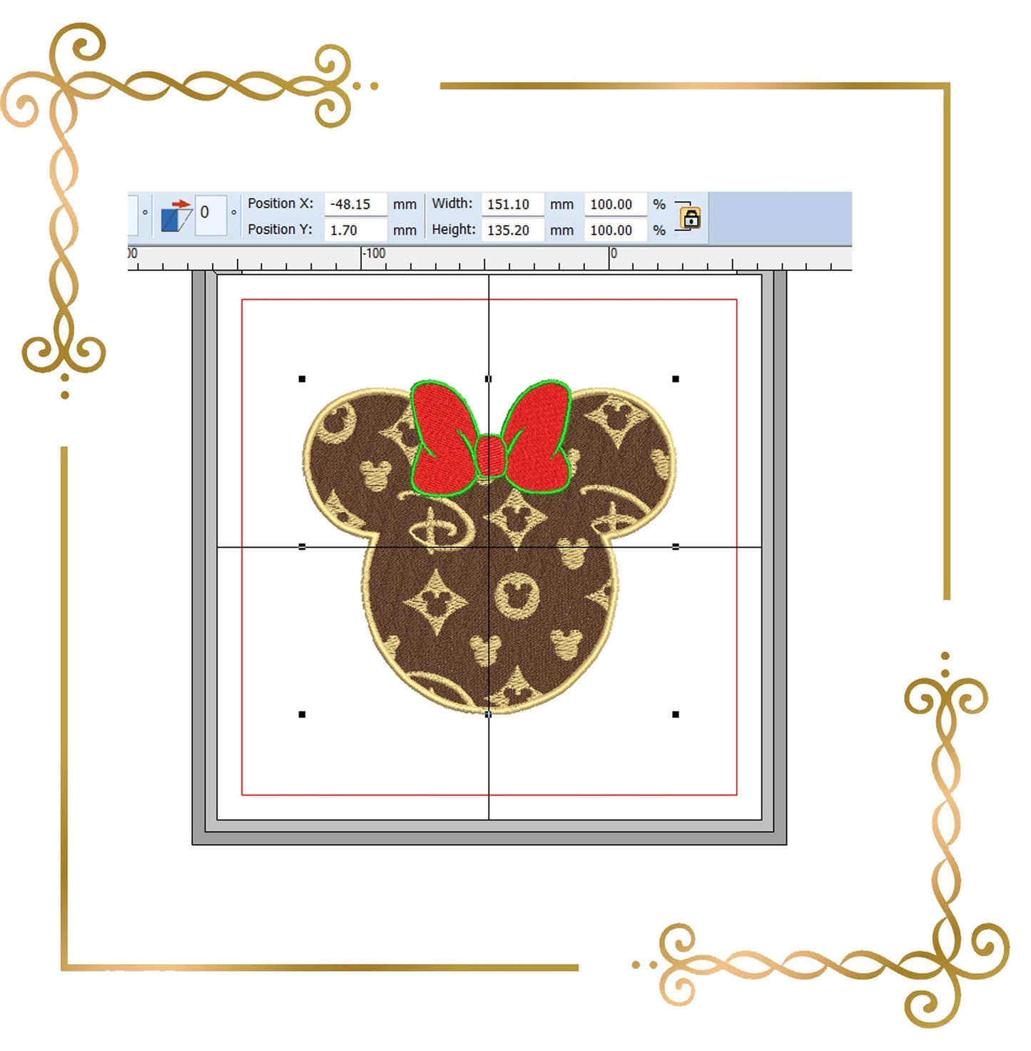 Minnie Mouse Head Disney embroidery design (Digital Pattern)