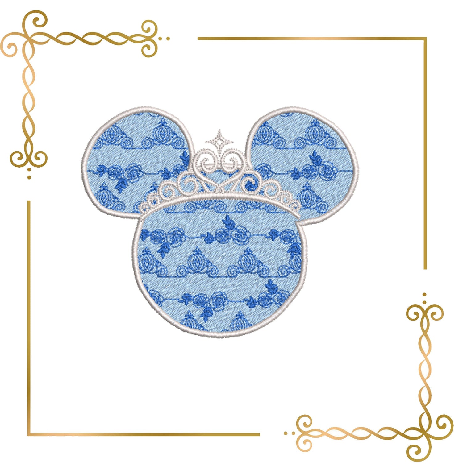 Mouse  Head  princess Сinderella 2 Sizes Parody embroidery zum direkten Download.
