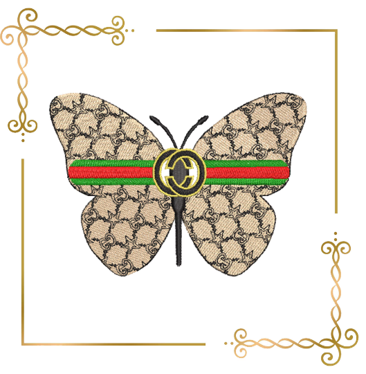 T-shirt butterfly Gucci  embroidery design to the direct download.