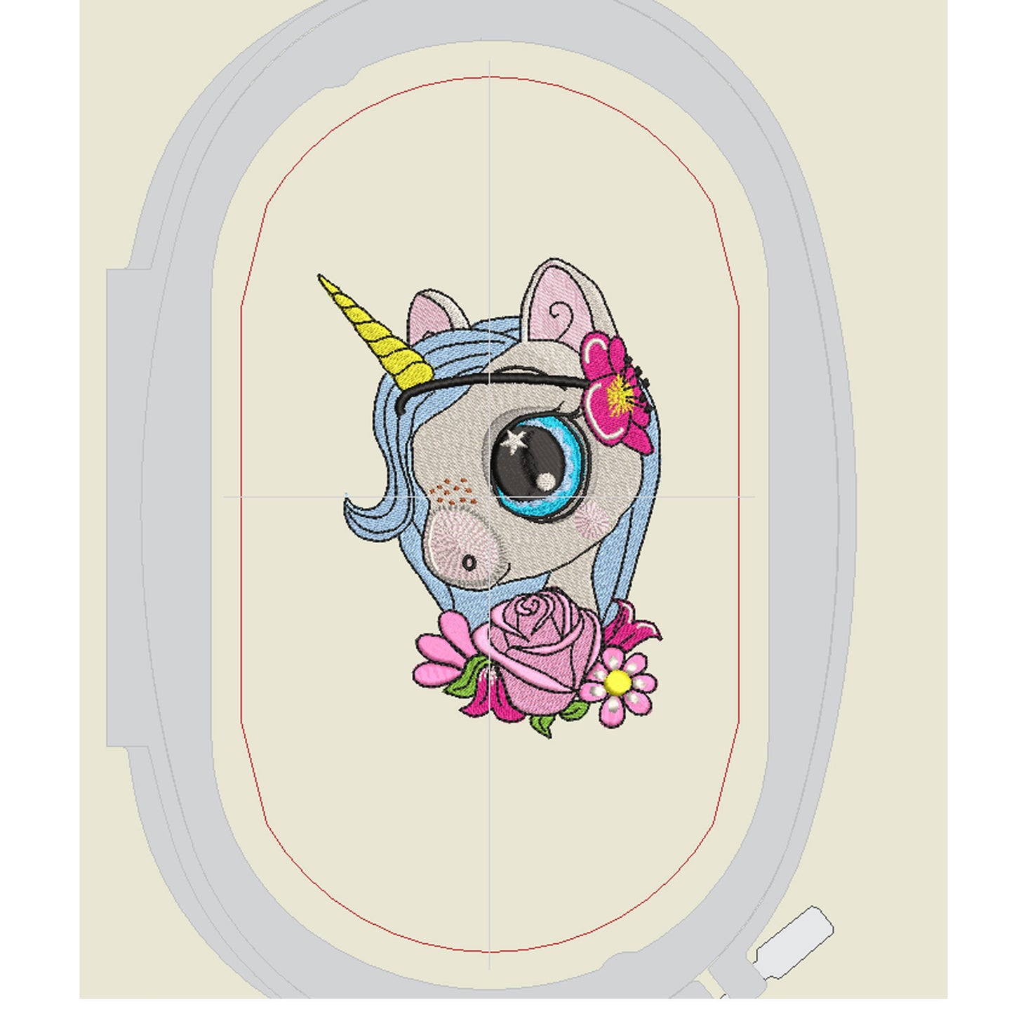 unicorn with a flower  embroidery design to the direct download.