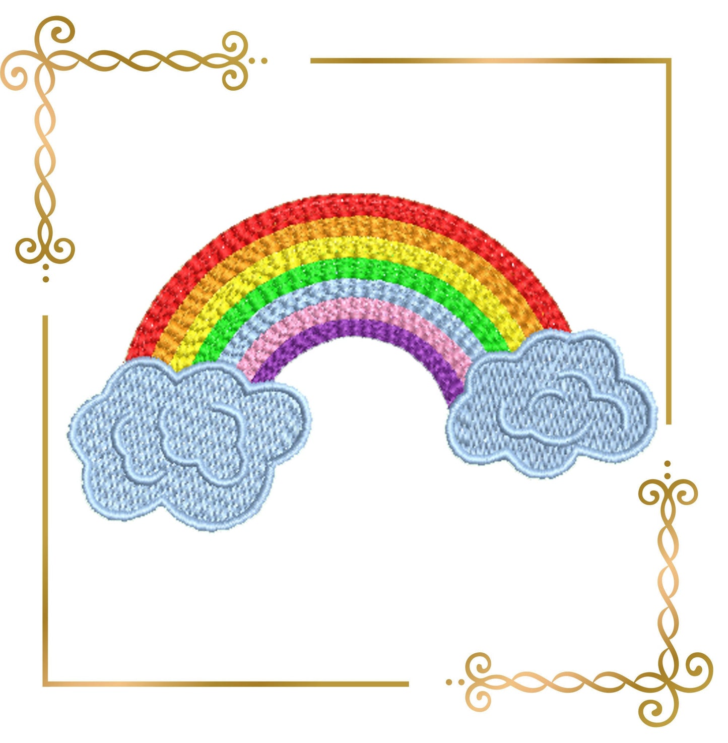 Cartoon Characters Rainbow and clouds machine embroidery design