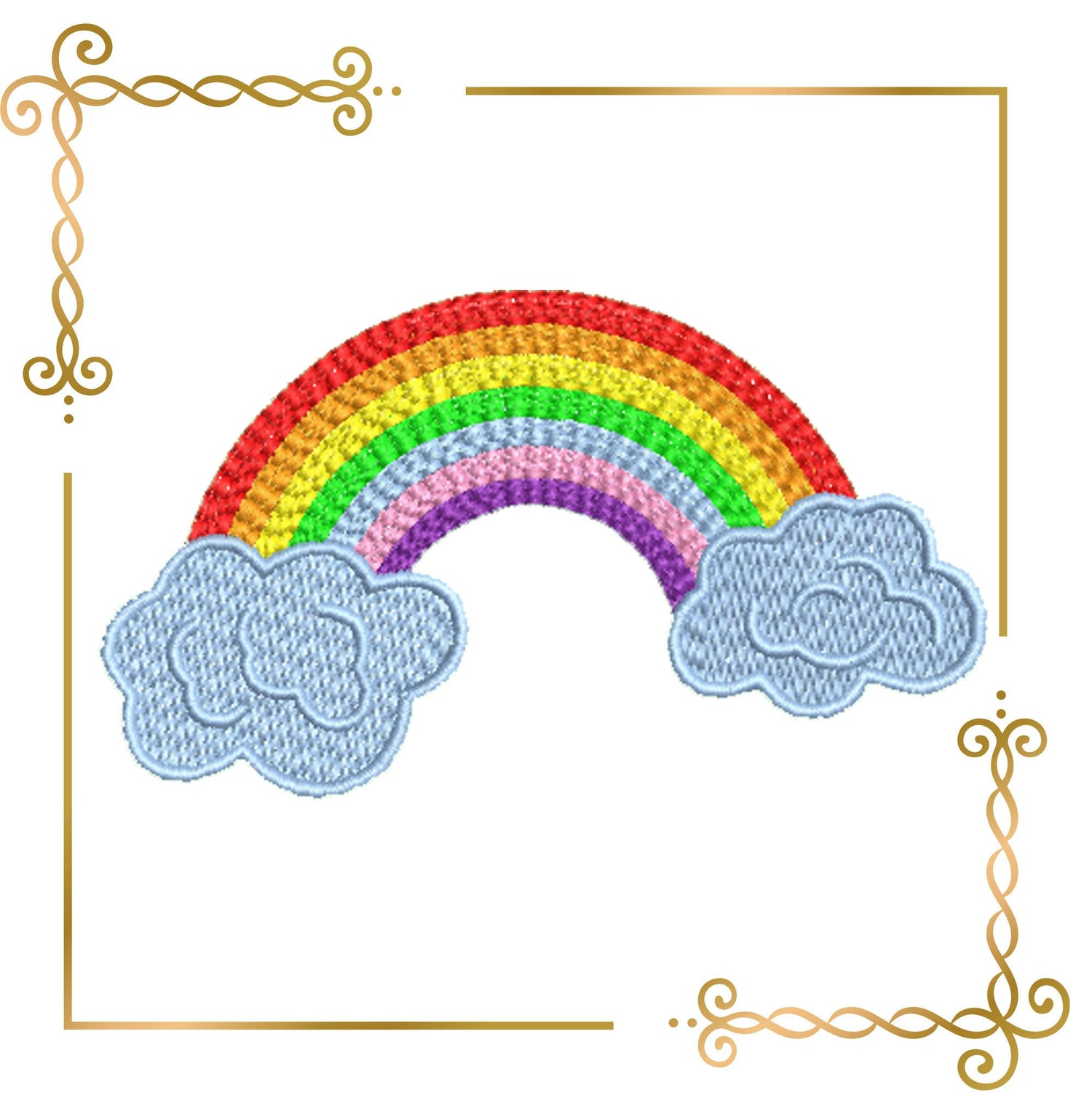 Cartoon Characters Rainbow and clouds machine embroidery design