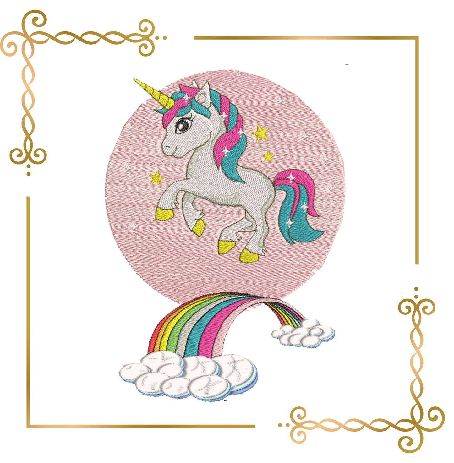 Unicorn and rainbow  Embroidery  machine design  to the direct download