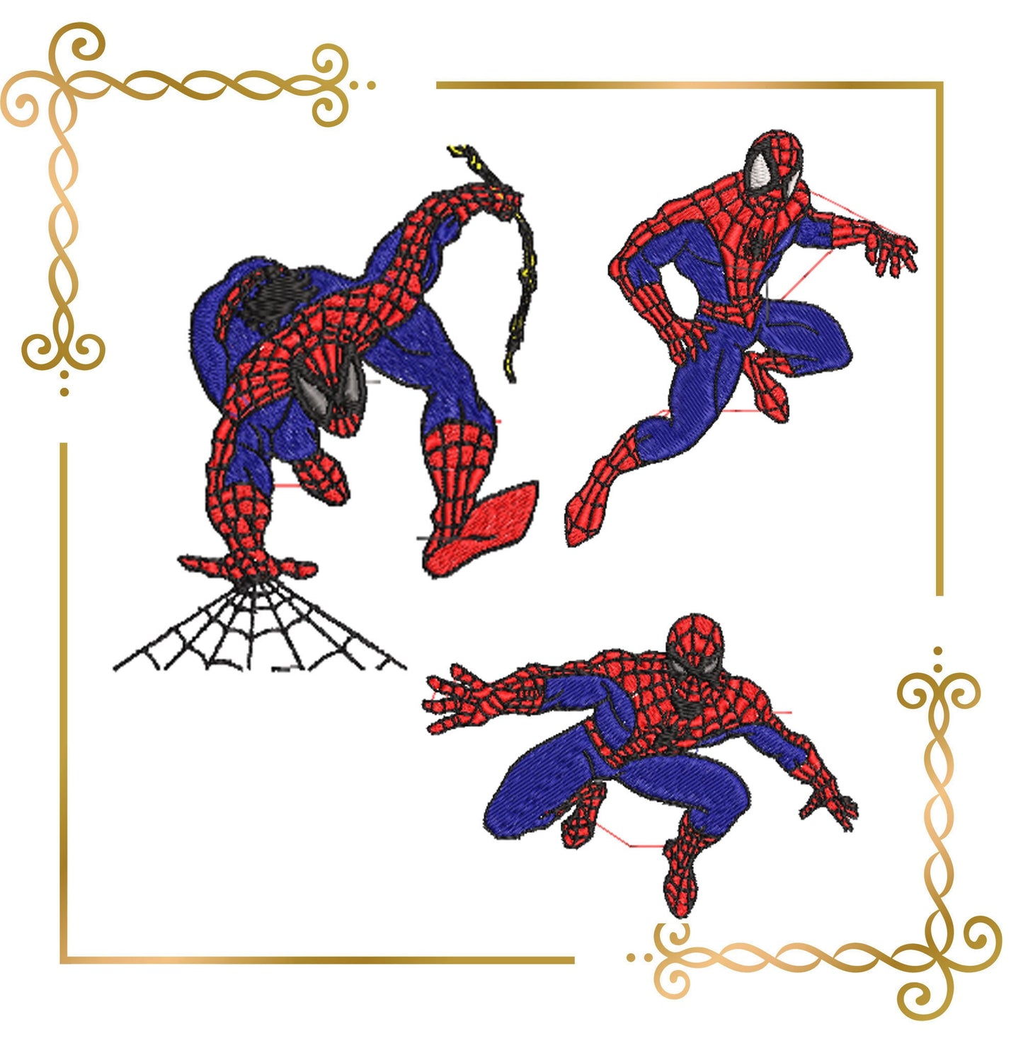 Cartoon Characters Spiderman  SET 12 St. Embroidery Design, Spiderman embroidery design files, Superhero Embroidery Designs, 