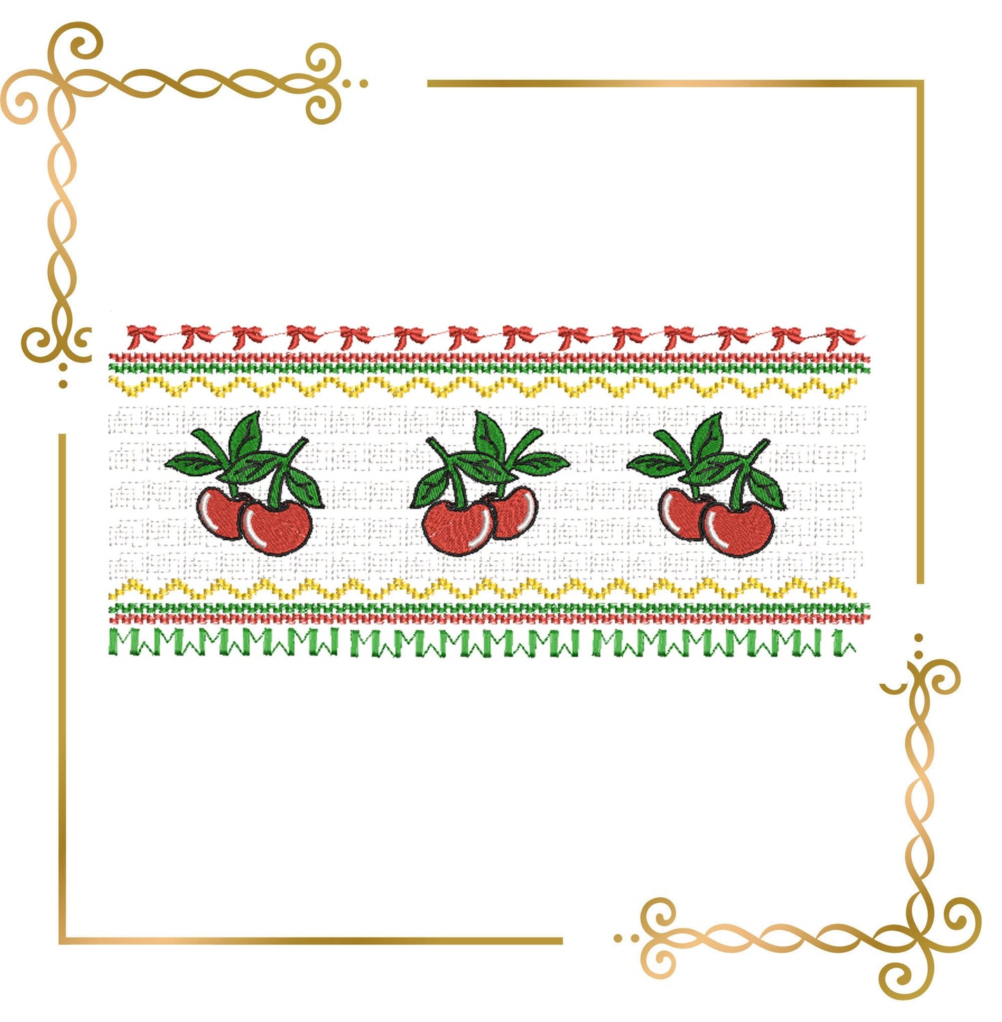 Smocking plates cherry Design Plate for dress machine embroidery design to the direct download.