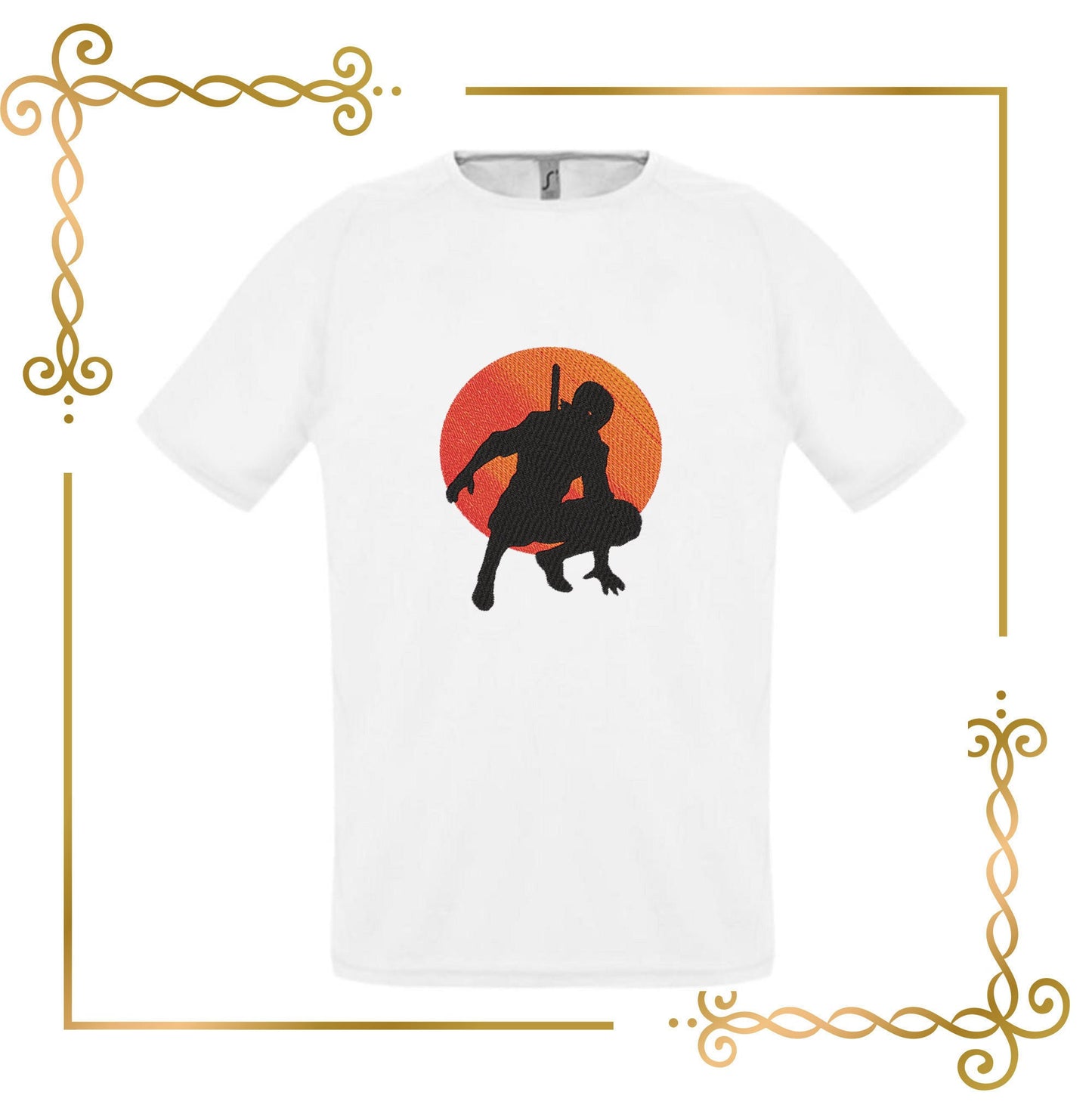 Stickerei T-Shirt Ninjia Stickmuster zum direkten Download.