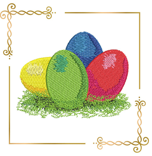 Easter eggs holiday digital machine embroidery design