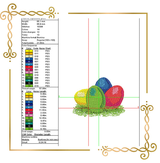 Easter eggs holiday digital machine embroidery design