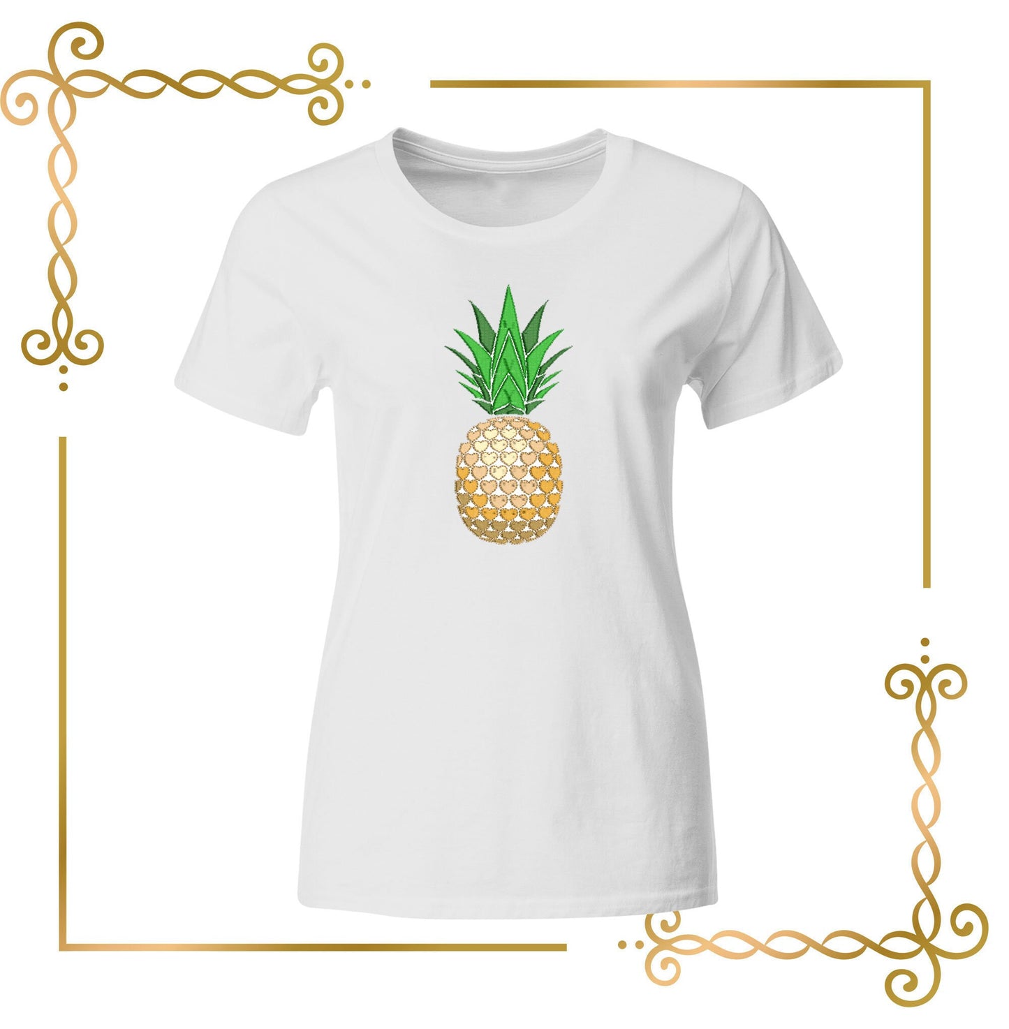 Embroidery T-shirt ananas pineapple  SET 4 St. embroidery  design to the direct download.