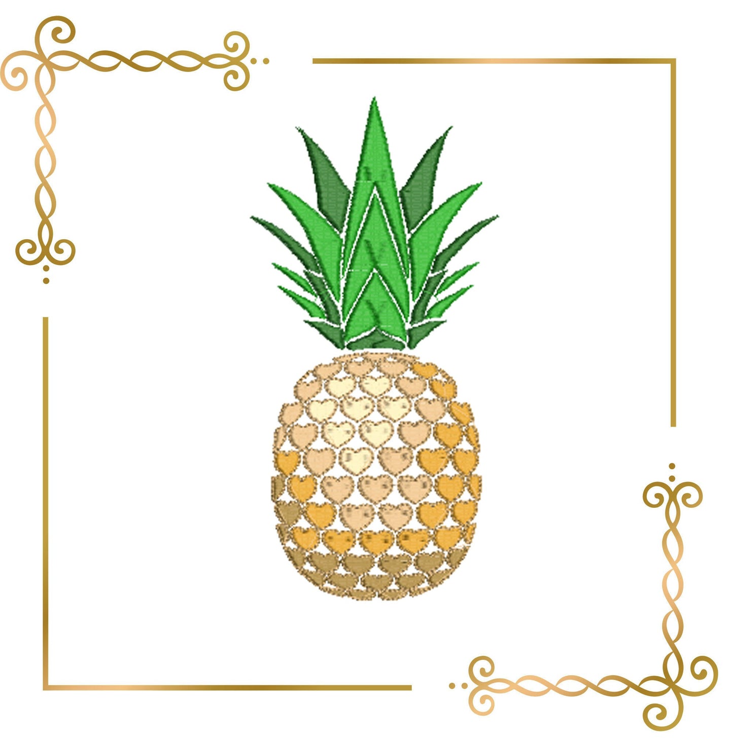 Embroidery T-shirt ananas pineapple  SET 4 St. embroidery  design to the direct download.