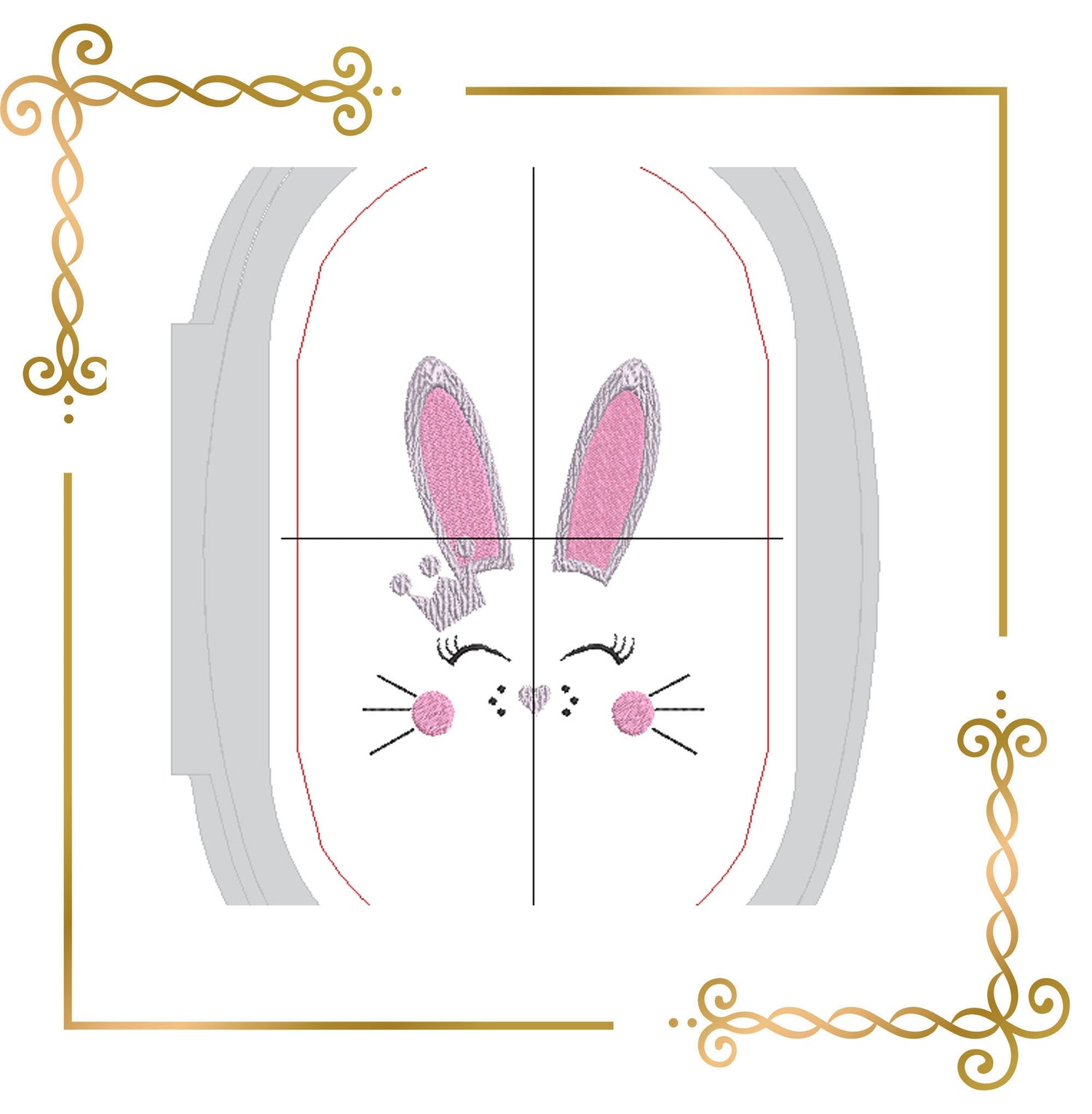 Easter pink bunny machine embroidery design