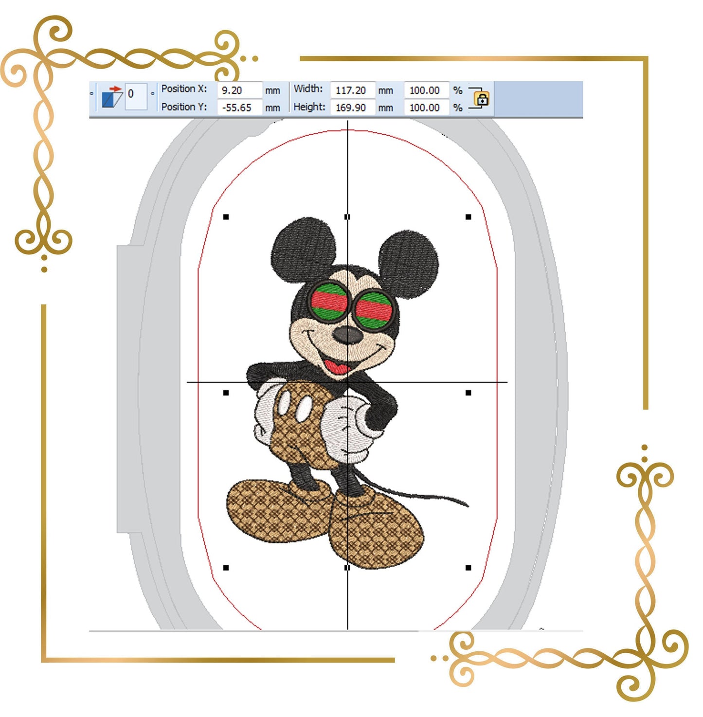 Mouse wearing glasses  and also patch  Fantasy parody embroidery design to the direct download.