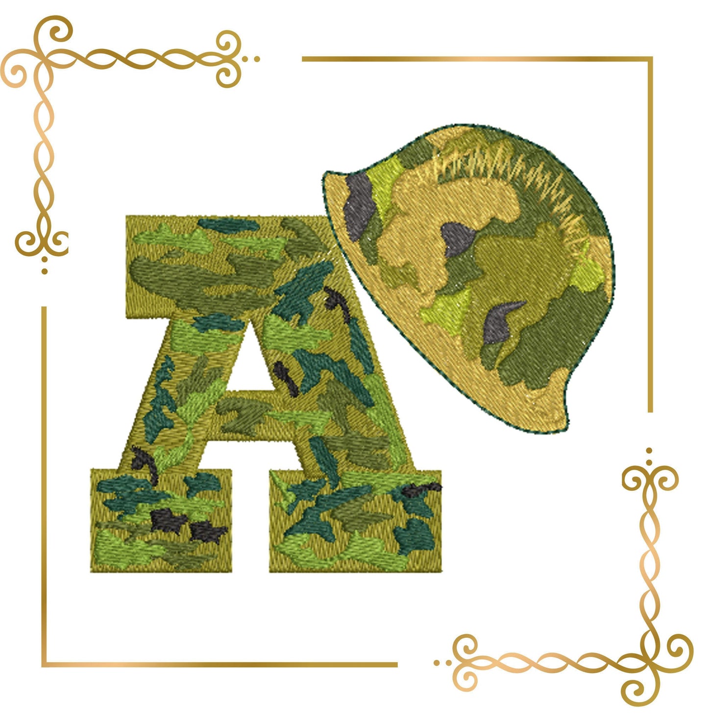 Letter A military army  Digital Embroidery Design