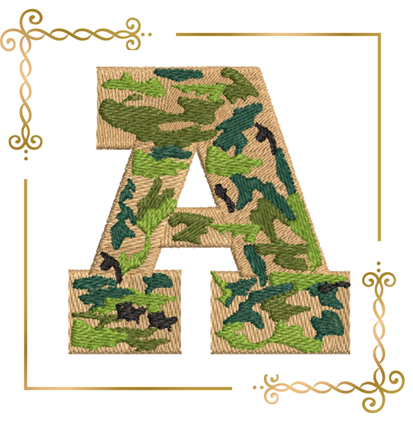 Letter A military army  Digital Embroidery Design