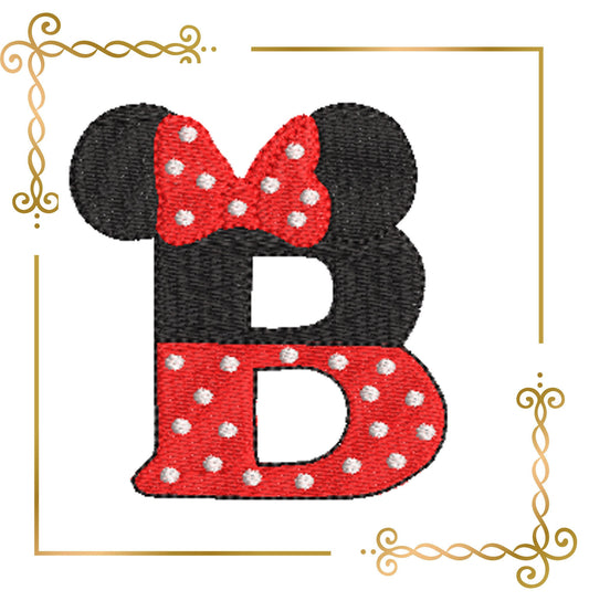 Letter Minnie Mouse letter B Digital Embroidery Design File