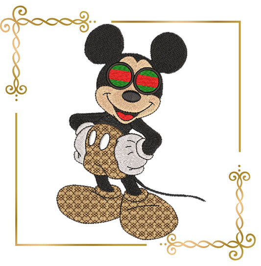 Mouse wearing glasses  and also patch  Fantasy parody embroidery design to the direct download.