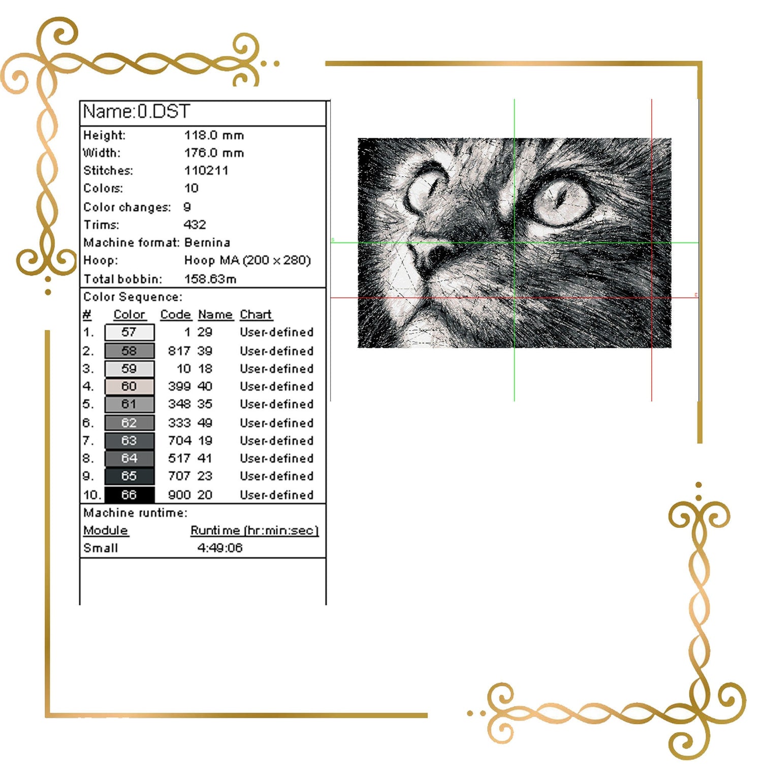 Animals Cat Sfumato Stitch embroidery design to the direct download