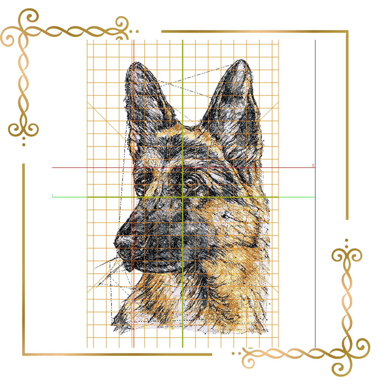 Animals East European Shepherd Sfumato Stitch digital machine embroidery design 