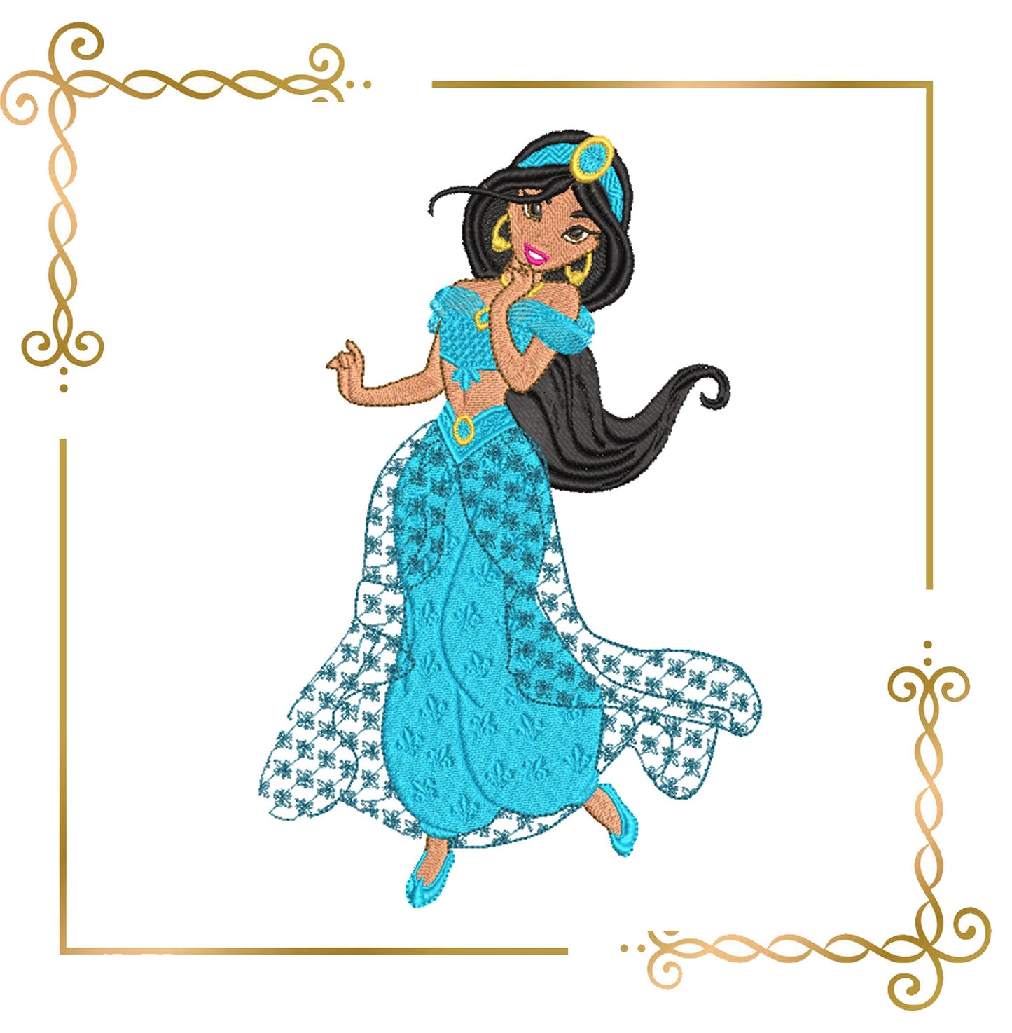 Princess Jasmine   Disney character, Embroidery  machine design  to the direct download.