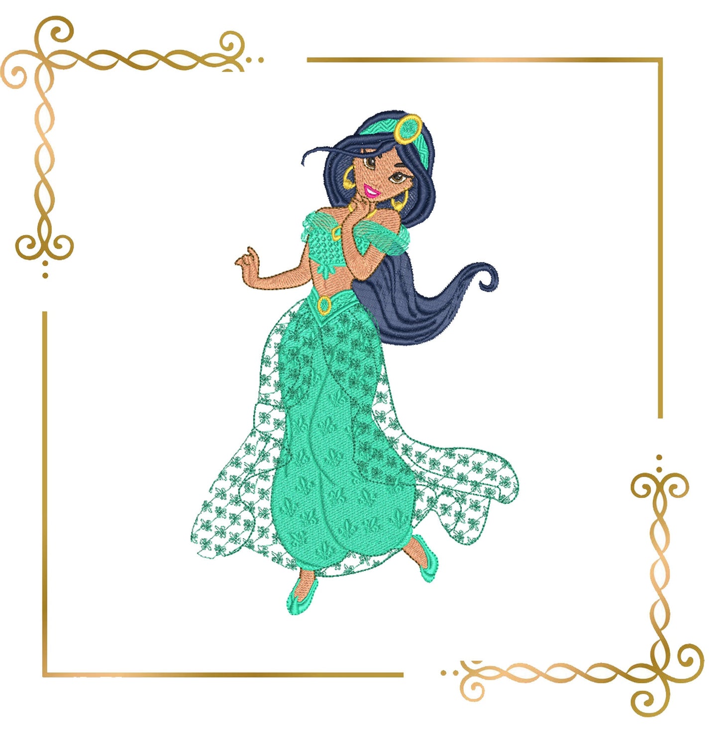 Princess Jasmine   Disney character, Embroidery  machine design  to the direct download.