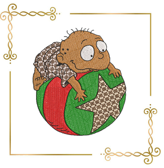 Zeichentrickfiguren Tommy am Ball Stickmuster zum direkten Download