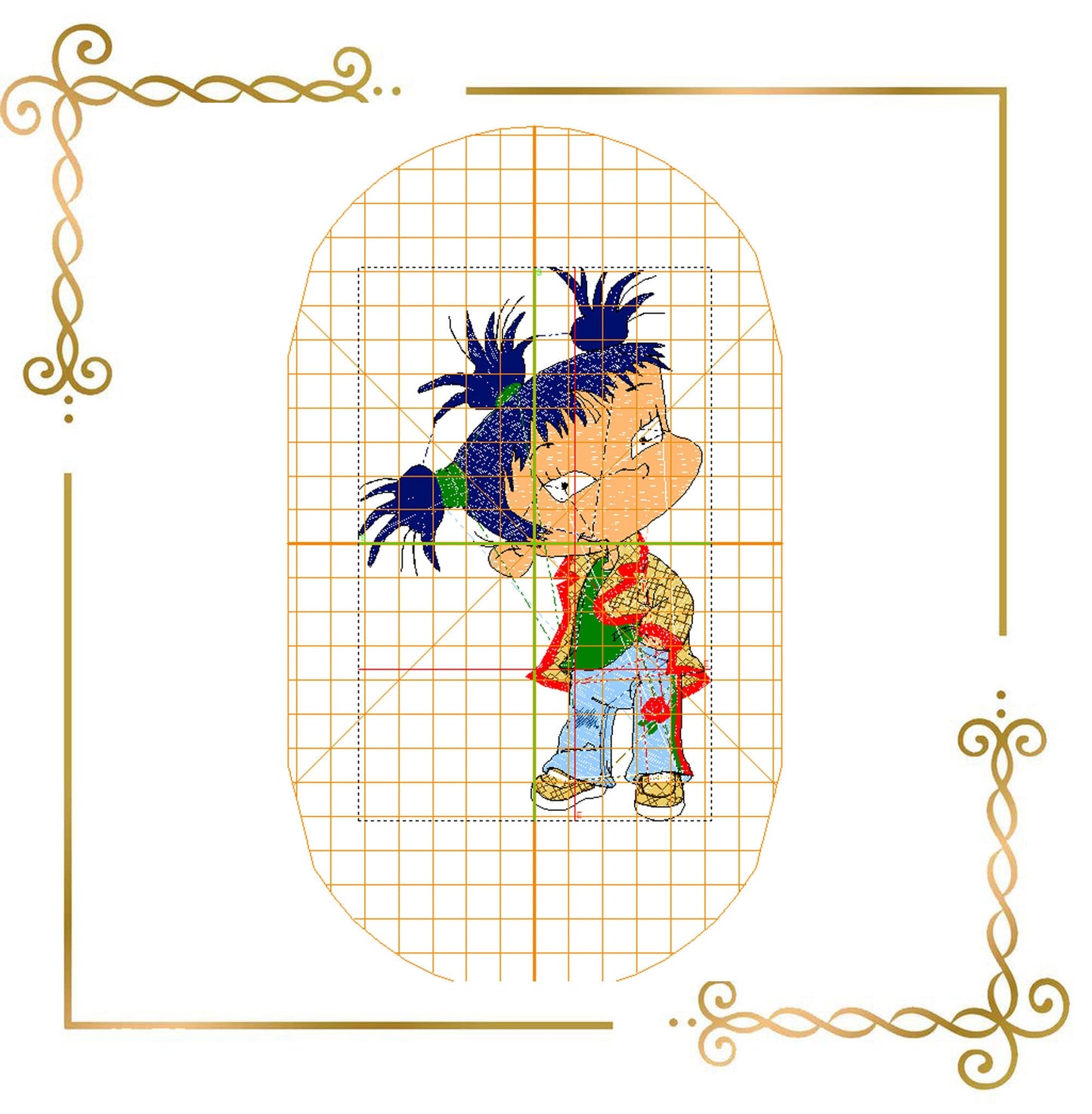 Personnages de dessins animés Kimi 2 tailles motif de broderie le téléchargement direct