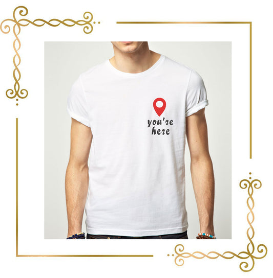 Gift design T-shirt lettering you are here embroidery design to the direct download.