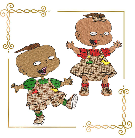 Cartoon-Figuren Zwillinge Lil und Phil Rugrats 2 Größen Restless Kids Stickmuster der direkte Download
