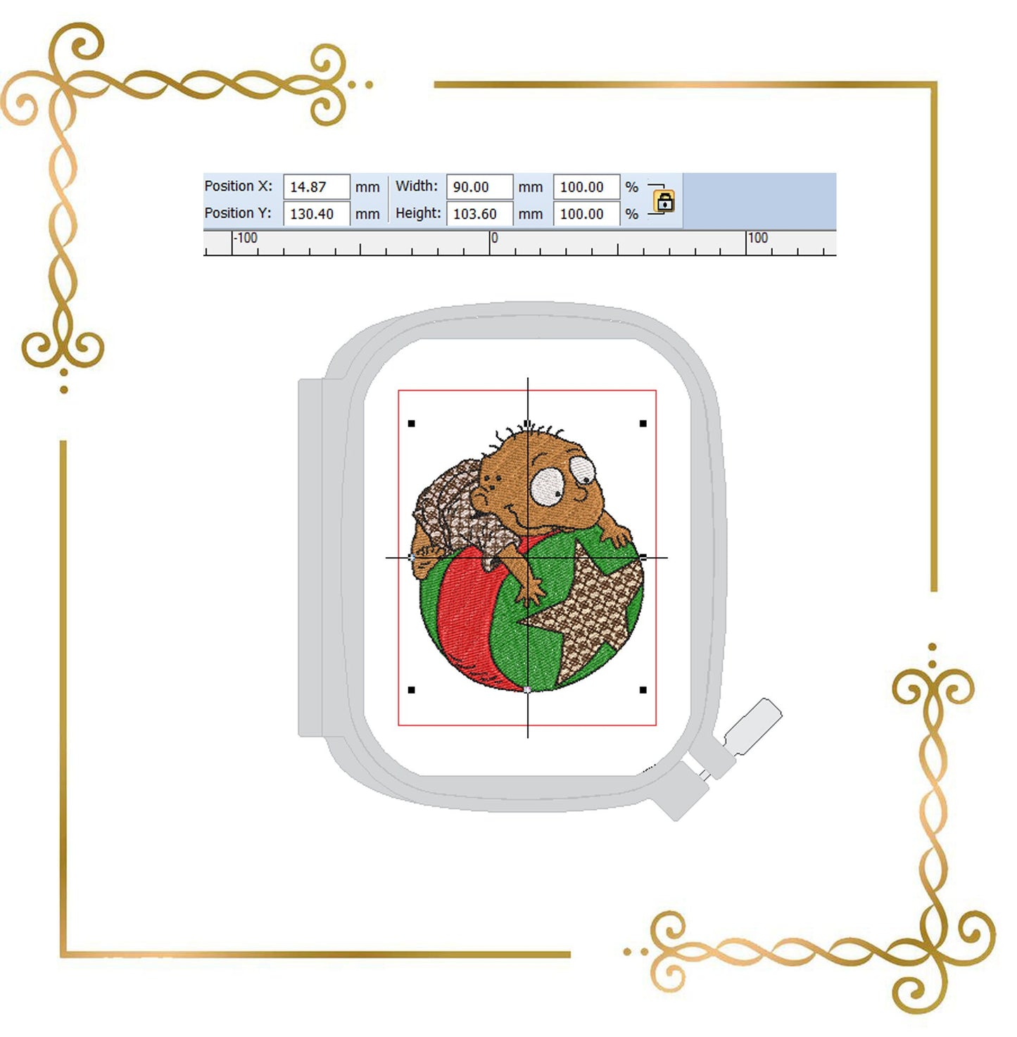 Zeichentrickfiguren Tommy am Ball Stickmuster zum direkten Download