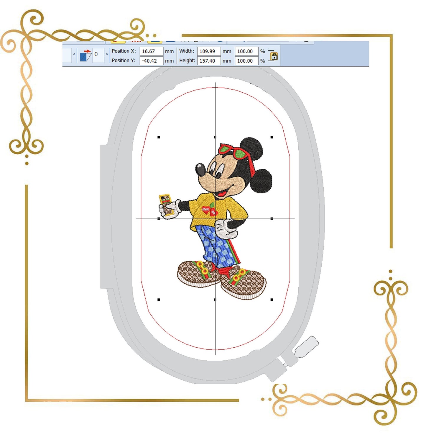 Mouse Fantasy parody  with  smartphone embroidery design to the direct download.