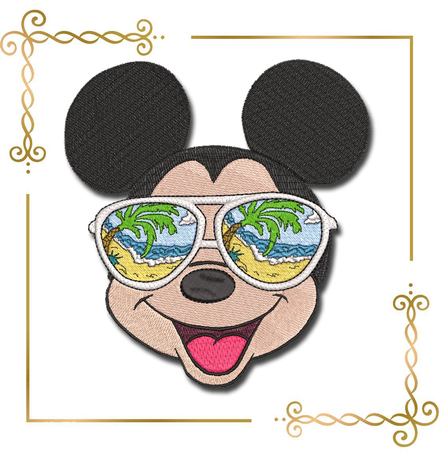 Mouse Fantasy sea with glasses  2 sizes parody embroidery design to the direct download.